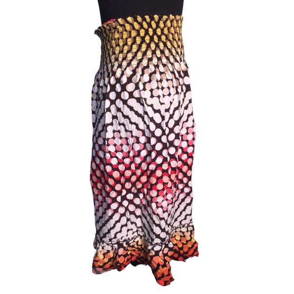Catch My i - Colorful Dot Illustion looking Gypsy Skirt - Medium Length - Womens - Picture 2 of 11